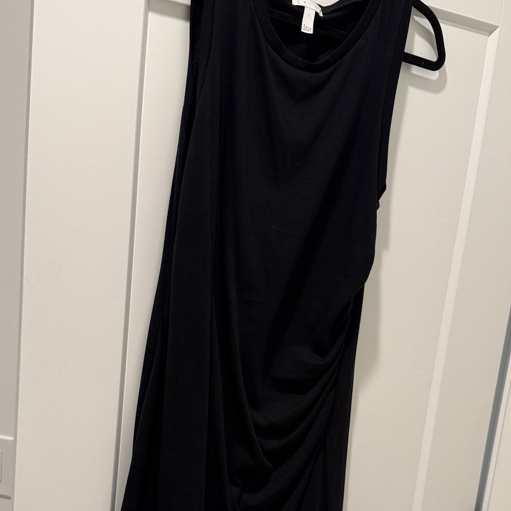 Leith ruched side sleeveless black dress L